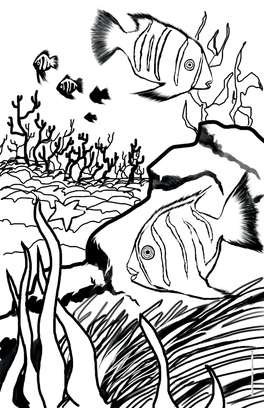 Vybin Art, Angelfish, printable coloring page