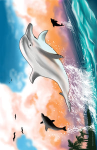 Aquatic Splendor "Jumping Dolphins" Printable Poster